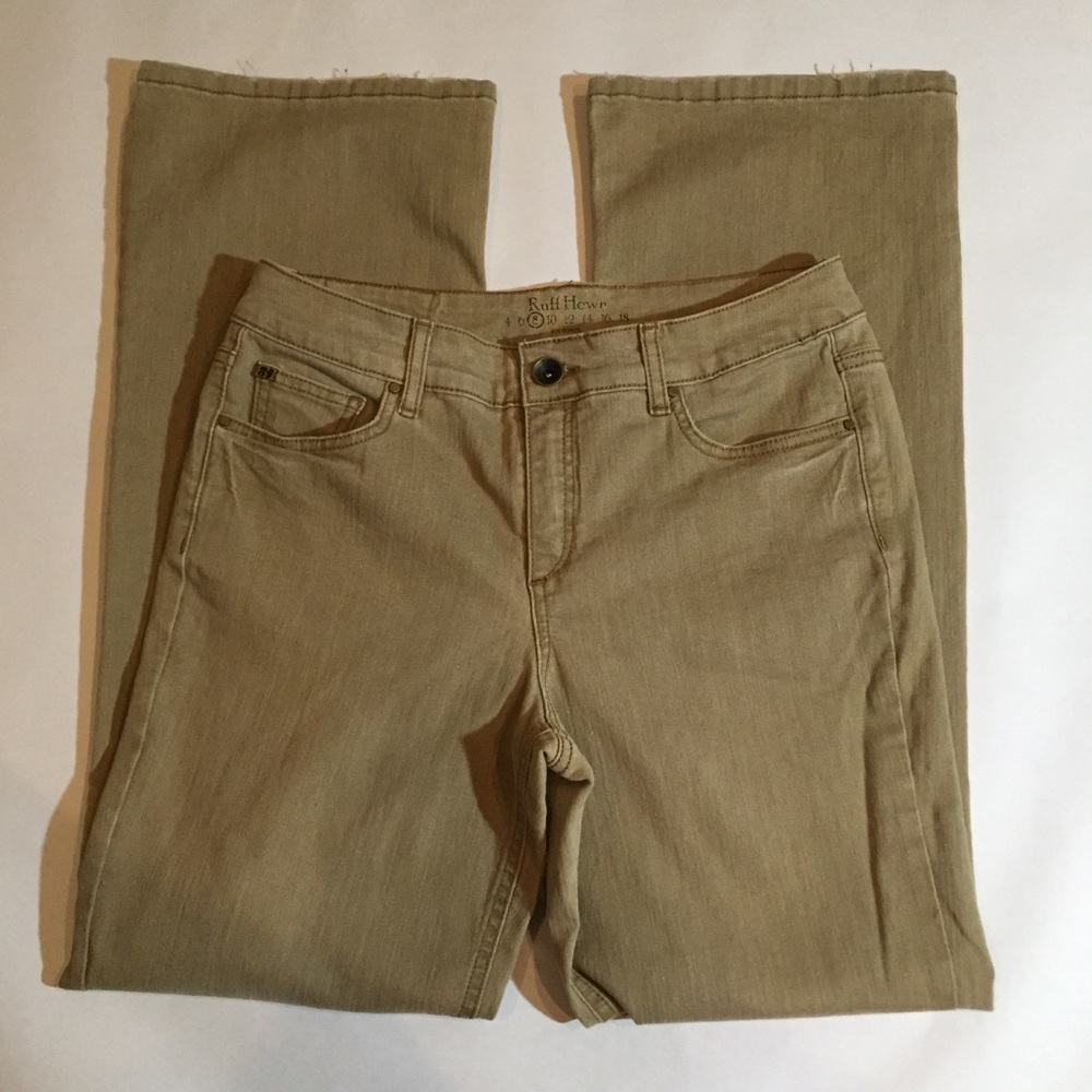 🔴RUFF HEWN women’s tan jeans boot cut high rise 8